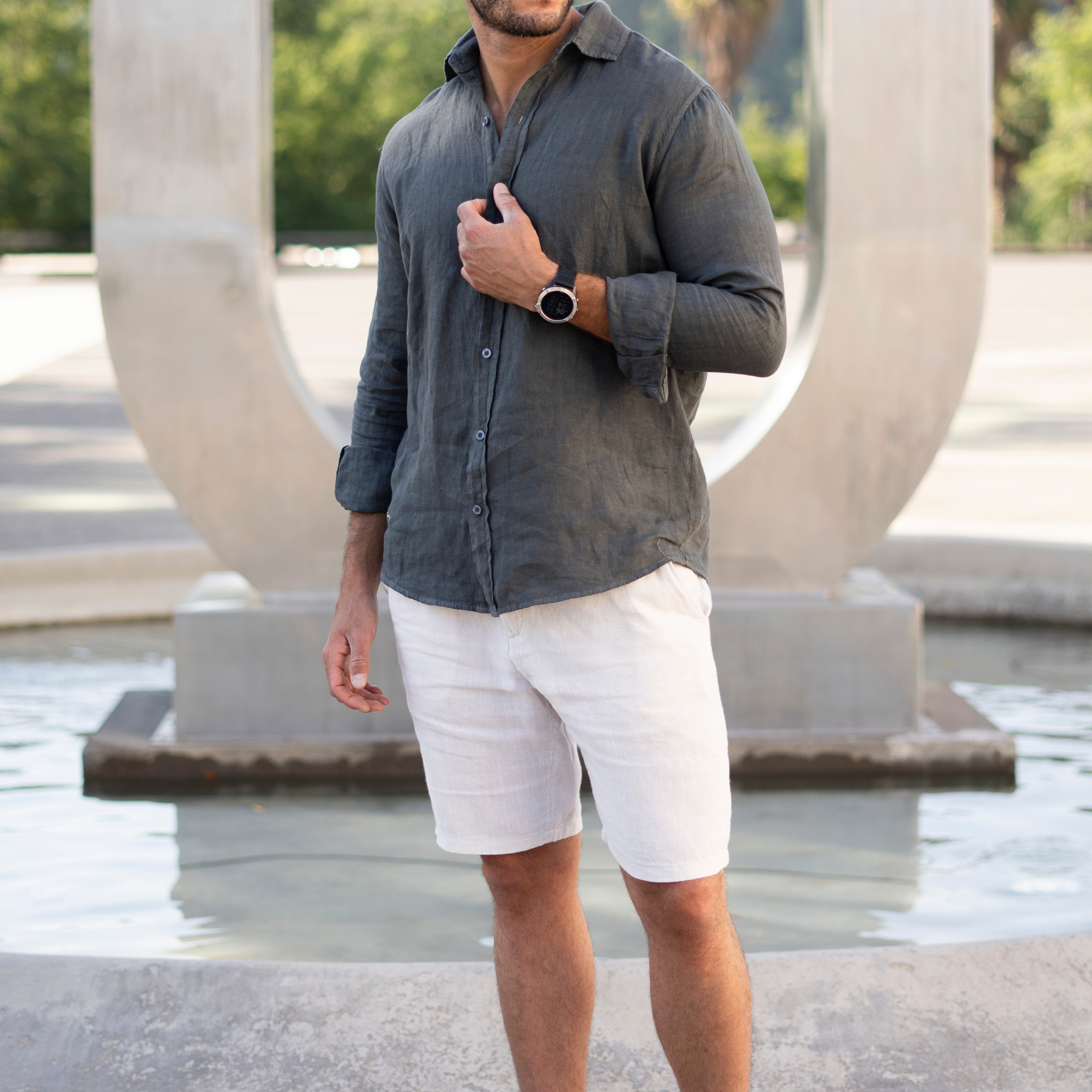 Camisa de Lino Grigia