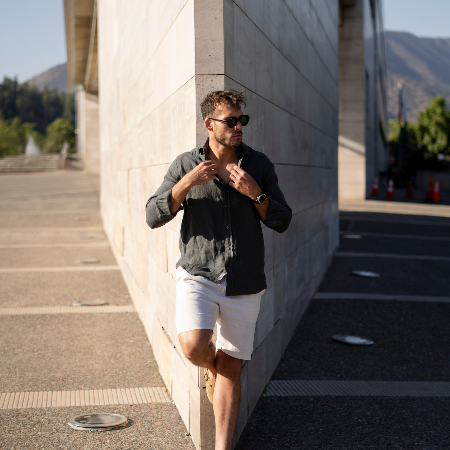 Camisa de Lino Grigia