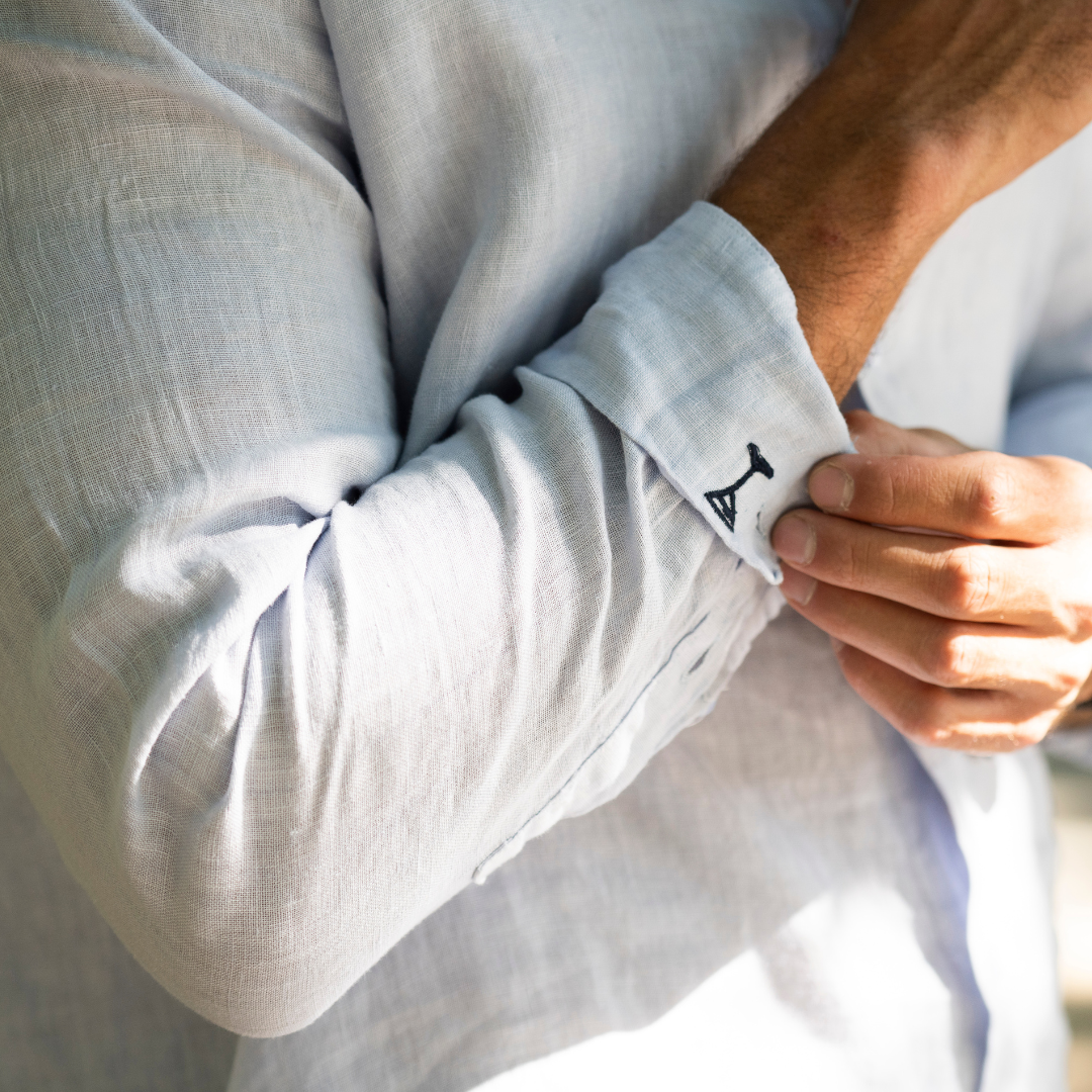 Camisa de Lino Azzurro Cielo