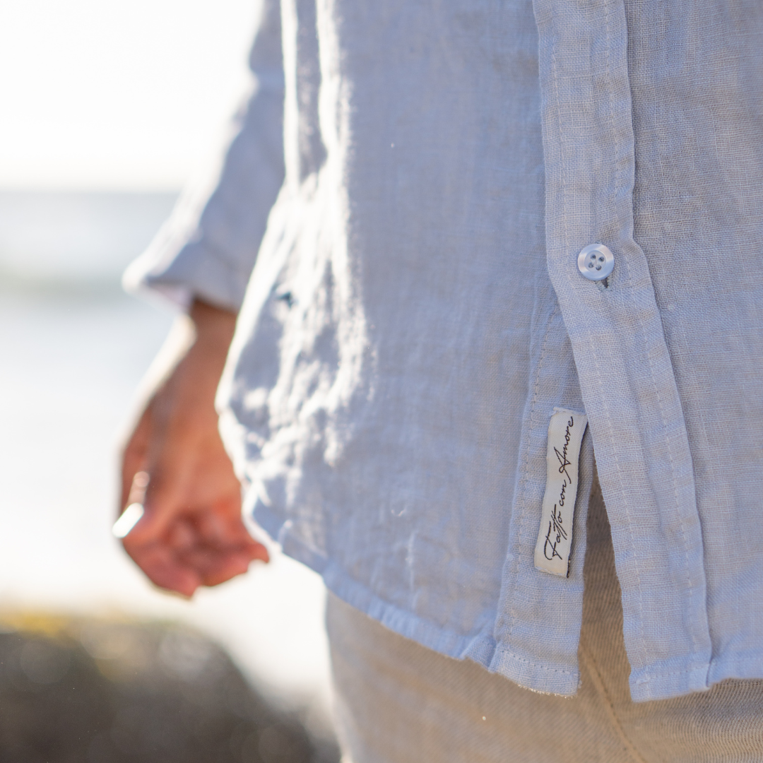 Camisa de Lino Azzurro Cielo