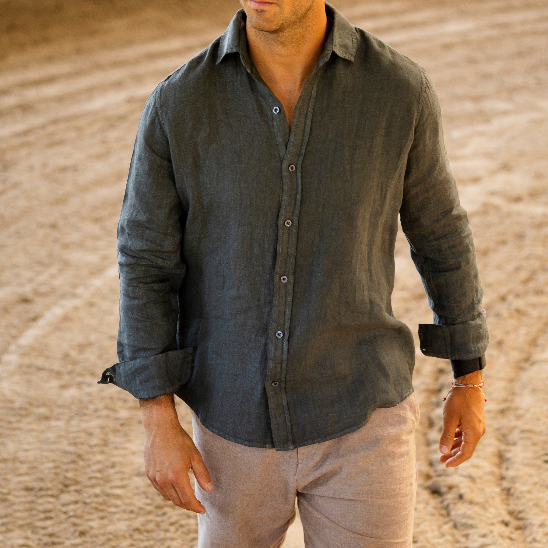 Camisa de Lino Grigia