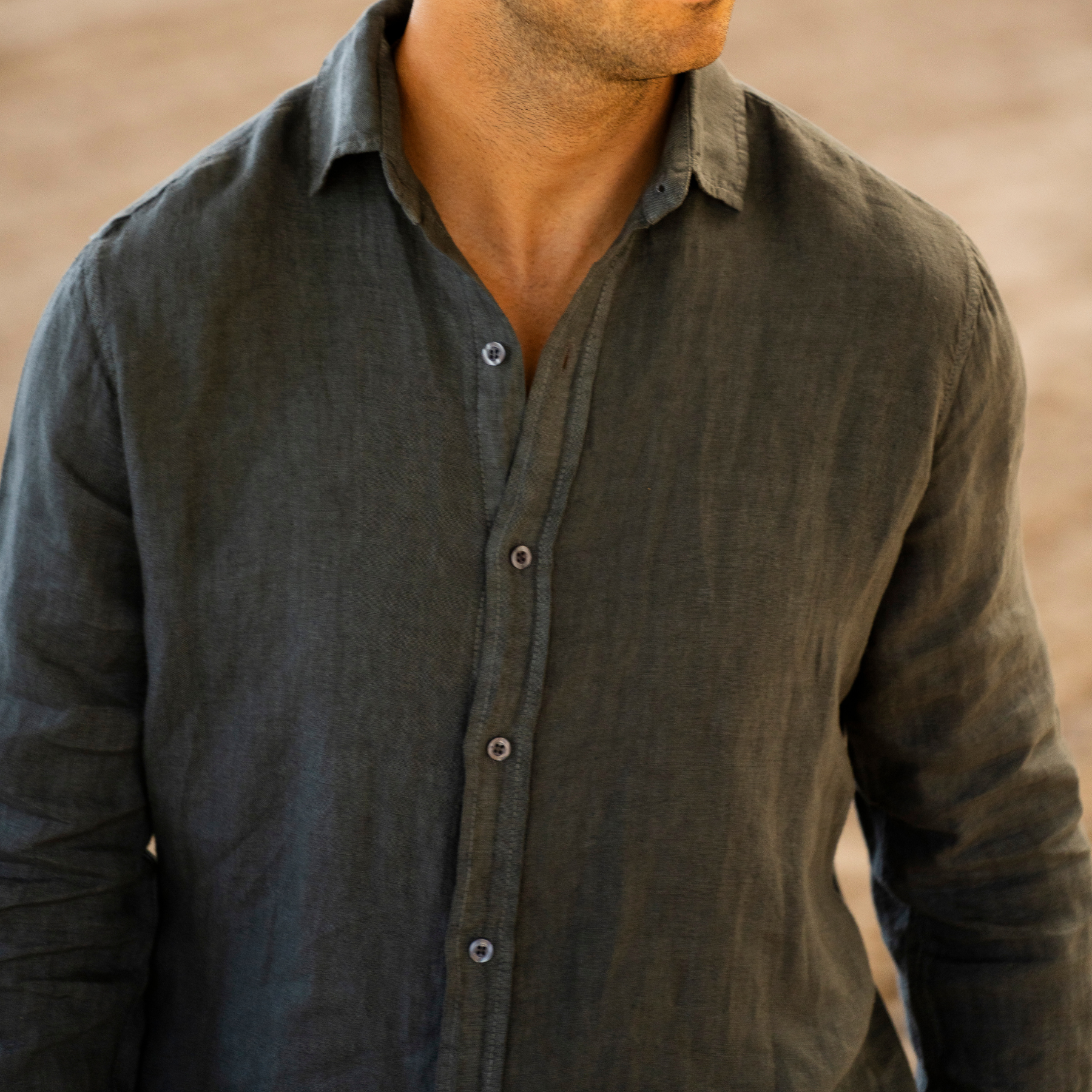 Camisa de Lino Grigia