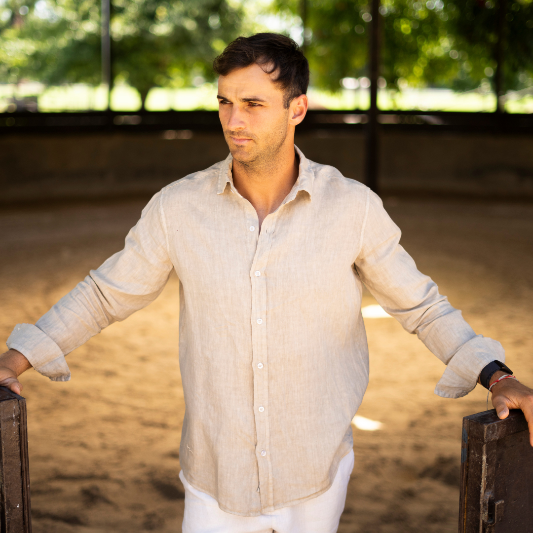 Camisa de Lino Beige Sabbia